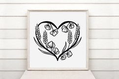 Harvest Fall Wheat Heart Wreath Flower Graphic Clipart PNG Product Image 2