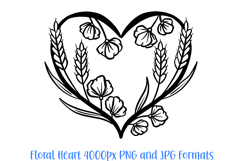 Harvest Fall Wheat Heart Wreath Flower Graphic Clipart PNG Illustration Outline