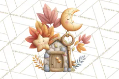 Fall Png, Moon Clipart PNG, Mystical Autumn Lantern Clip Art Product Image 2