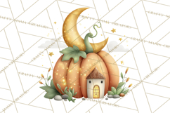 Fall Png, Moon Clipart PNG, Mystical Autumn Lantern Clip Art Product Image 4