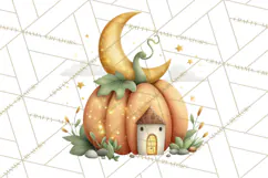 Fall Png, Moon Clipart PNG, Mystical Autumn Lantern Clip Art Product Image 4