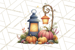 Fall Png, Moon Clipart PNG, Mystical Autumn Lantern Clip Art Product Image 5