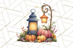 Fall Png, Moon Clipart PNG, Mystical Autumn Lantern Clip Art Product Image 5
