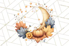 Fall Png, Moon Clipart PNG, Mystical Autumn Lantern Clip Art Product Image 4