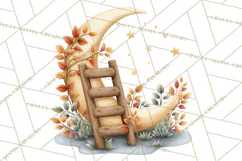 Fall Png, Moon Clipart PNG, Mystical Autumn Lantern Clip Art Product Image 3