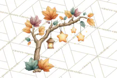 Fall Png, Moon Clipart PNG, Mystical Autumn Lantern Clip Art Product Image 5