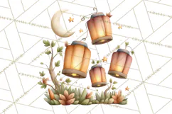 Fall Png, Moon Clipart PNG, Mystical Autumn Lantern Clip Art Product Image 3
