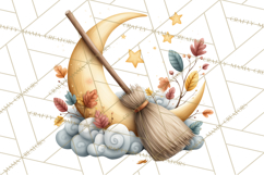 Fall Png, Moon Clipart PNG, Mystical Autumn Lantern Clip Art Product Image 4