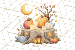 Fall Png, Moon Clipart PNG, Mystical Autumn Lantern Clip Art Product Image 5