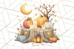 Fall Png, Moon Clipart PNG, Mystical Autumn Lantern Clip Art Product Image 5