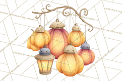 Fall Png, Moon Clipart PNG, Mystical Autumn Lantern Clip Art Product Image 3
