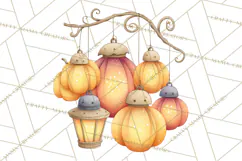 Fall Png, Moon Clipart PNG, Mystical Autumn Lantern Clip Art Product Image 3