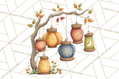 Fall Png, Moon Clipart PNG, Mystical Autumn Lantern Clip Art Product Image 4