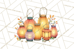Fall Png, Moon Clipart PNG, Mystical Autumn Lantern Clip Art Product Image 5