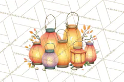 Fall Png, Moon Clipart PNG, Mystical Autumn Lantern Clip Art Product Image 5