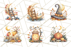 Fall Png, Moon Clipart PNG, Mystical Autumn Lantern Clip Art Product Image 5