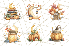 Fall Png, Moon Clipart PNG, Mystical Autumn Lantern Clip Art Product Image 6