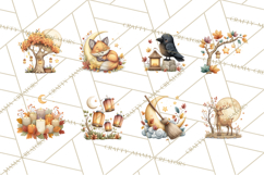 Fall Png, Moon Clipart PNG, Mystical Autumn Lantern Clip Art Product Image 4