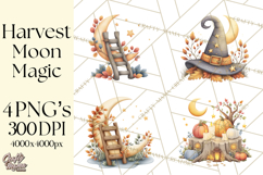 Fall Png, Moon Clipart PNG, Mystical Autumn Lantern Clip Art Product Image 1