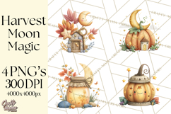 Fall Png, Moon Clipart PNG, Mystical Autumn Lantern Clip Art Product Image 1