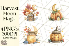 Fall Png, Moon Clipart PNG, Mystical Autumn Lantern Clip Art Product Image 1