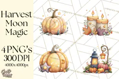 Fall Png, Moon Clipart PNG, Mystical Autumn Lantern Clip Art Product Image 1