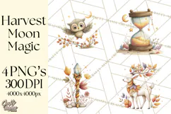 Fall Png, Moon Clipart PNG, Mystical Autumn Lantern Clip Art Product Image 1