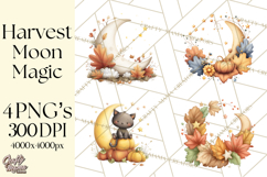 Fall Png, Moon Clipart PNG, Mystical Autumn Lantern Clip Art Product Image 1
