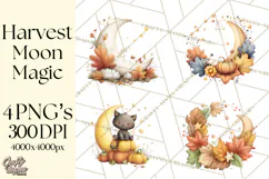 Fall Png, Moon Clipart PNG, Mystical Autumn Lantern Clip Art Product Image 1