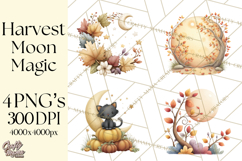 Fall Png, Moon Clipart PNG, Mystical Autumn Lantern Clip Art Product Image 1