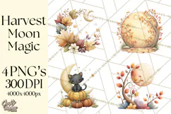 Fall Png, Moon Clipart PNG, Mystical Autumn Lantern Clip Art Product Image 1