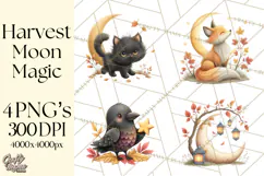 Fall Png, Moon Clipart PNG, Mystical Autumn Lantern Clip Art Product Image 1