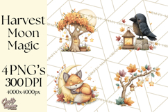 Fall Png, Moon Clipart PNG, Mystical Autumn Lantern Clip Art Product Image 1