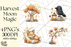 Fall Png, Moon Clipart PNG, Mystical Autumn Lantern Clip Art Product Image 1