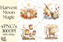 Fall Png, Moon Clipart PNG, Mystical Autumn Lantern Clip Art Product Image 1