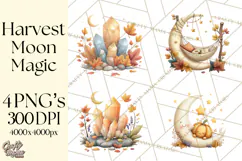 Fall Png, Moon Clipart PNG, Mystical Autumn Lantern Clip Art Product Image 1