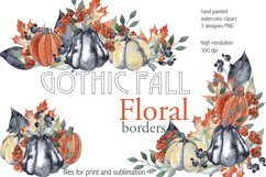 Gothic Fall clipart | Watercolor floral borders 3 PNG Product Image 1