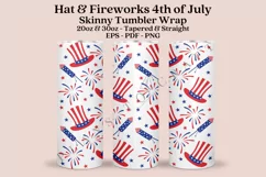 hat fireworks 4th of july skinny tumbler sublimation design for 20oz and 30oz skinny tumbler sublimation wrap