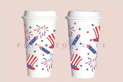 hat fireworks 4th of july starbucks 16oz hot cup wrap svg presized template for tumbler grande suitable for cricut and silhouette