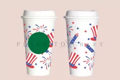 hat fireworks 4th of july starbucks 16oz hot cup wrap svg presized template for tumbler grande suitable for cricut and silhouette