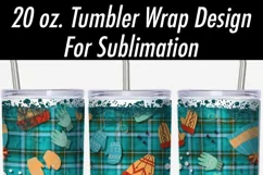 20 oz Tumbler Sublimation PNG | Mittens Hats Plaid Glitter Product Image 2