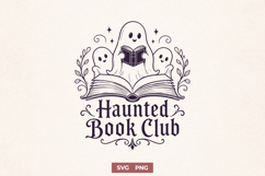 Haunted Book Club SVG, Ghost Reader Spooky Bookish PNG Product Image 1