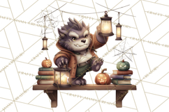 Haunted Book Nook Clipart Ghosts, Monsters &amp; Spooky Library Product Image 3