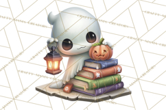 Haunted Book Nook Clipart Ghosts, Monsters &amp; Spooky Library Product Image 3