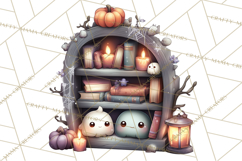Haunted Book Nook Clipart Ghosts, Monsters &amp; Spooky Library Product Image 5