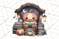 Haunted Book Nook Clipart Ghosts, Monsters &amp; Spooky Library Product Image 4