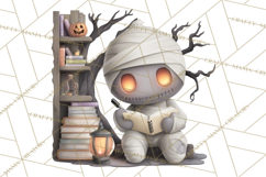 Haunted Book Nook Clipart Ghosts, Monsters &amp; Spooky Library Product Image 4