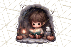 Haunted Book Nook Clipart Ghosts, Monsters &amp; Spooky Library Product Image 4