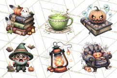 Haunted Book Nook Clipart Ghosts, Monsters &amp; Spooky Library Product Image 2