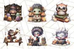 Haunted Book Nook Clipart Ghosts, Monsters &amp; Spooky Library Product Image 3